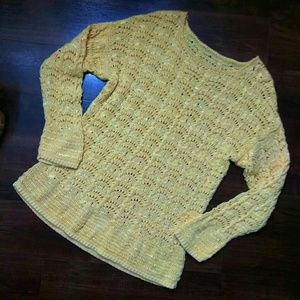 Long yellow crochet sweater